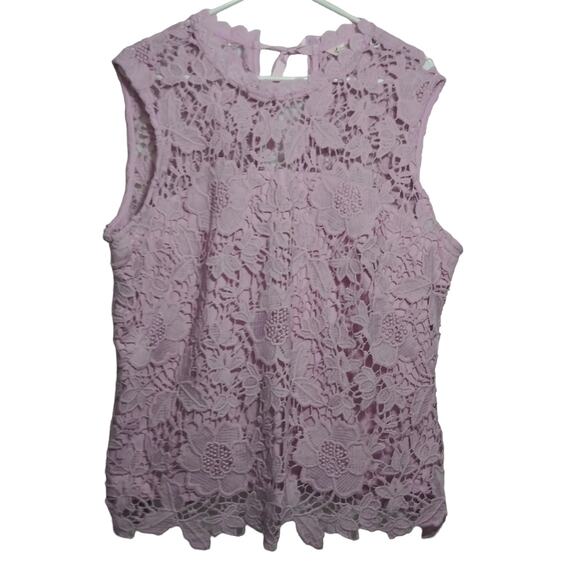 Nanette Lepore Sugar Plum Sleeveless Lace Trim Top Easter Spring Size XL - Picture 2 of 11